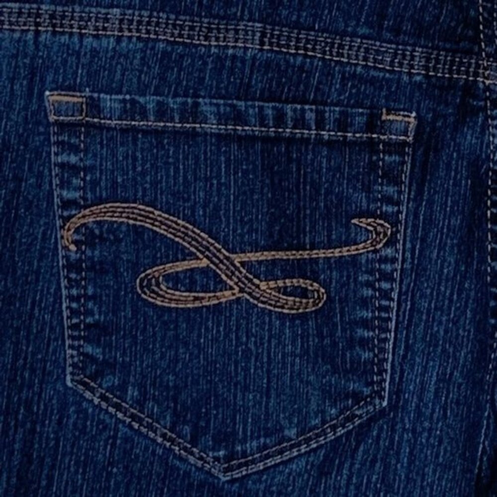 Style and Co Jeans Womens Sz 8 Medium Straight Leg Stretch Denim Pants Dark Blue - Picture 9 of 11